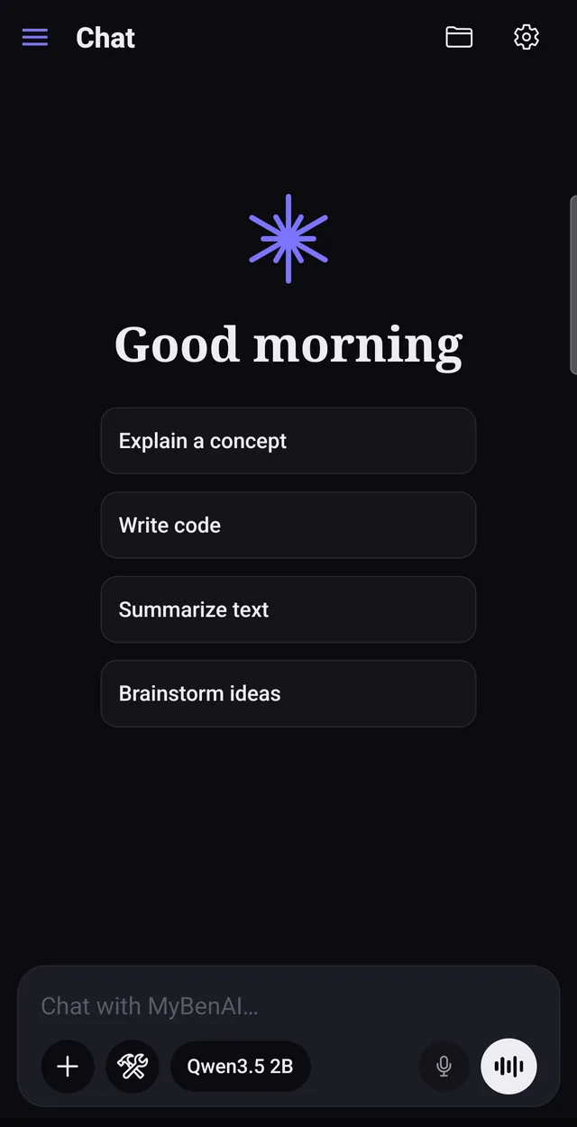 MyBenAI on Android: the conversation list